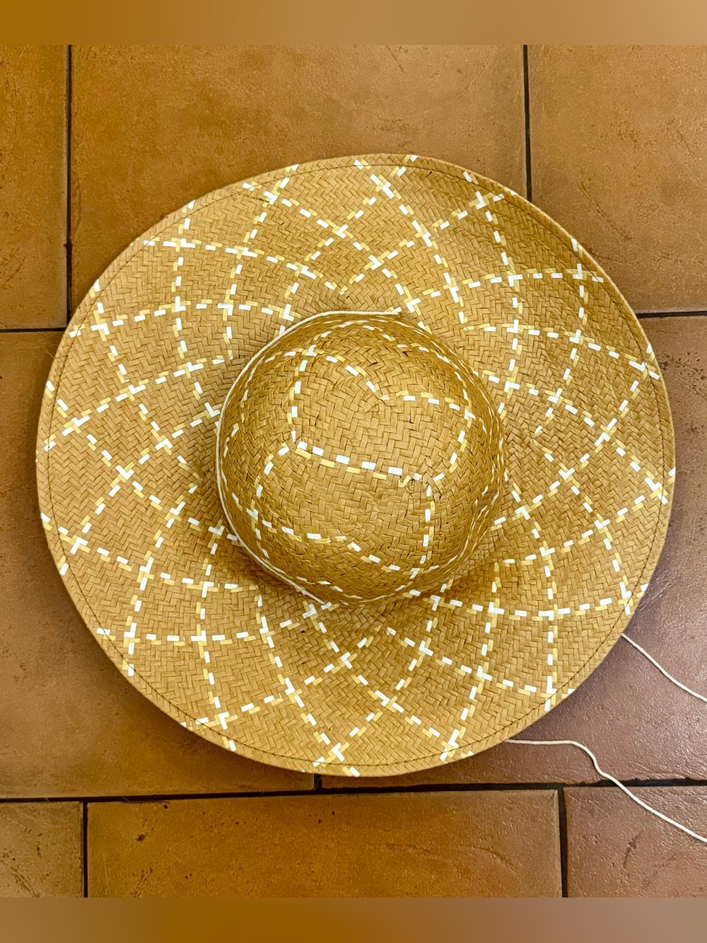 NWT BCBGeneration Tan Straw Hat with White Accents
